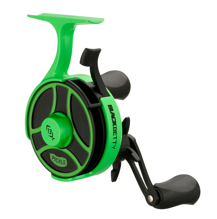 13 FISHING BLACK BETTY FREEFALL GHOST INLINE ICE REEL (RADIOACTIVE PICKLE) 2:5:1 LH
